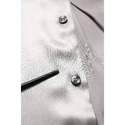 Metallic Grey Satin Silk Formal Dress Shirt