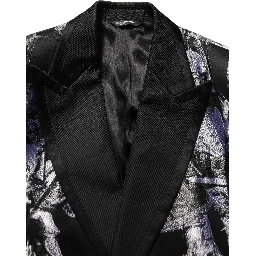 Black Jacquard Slim Fit Formal 3 Piece Suit