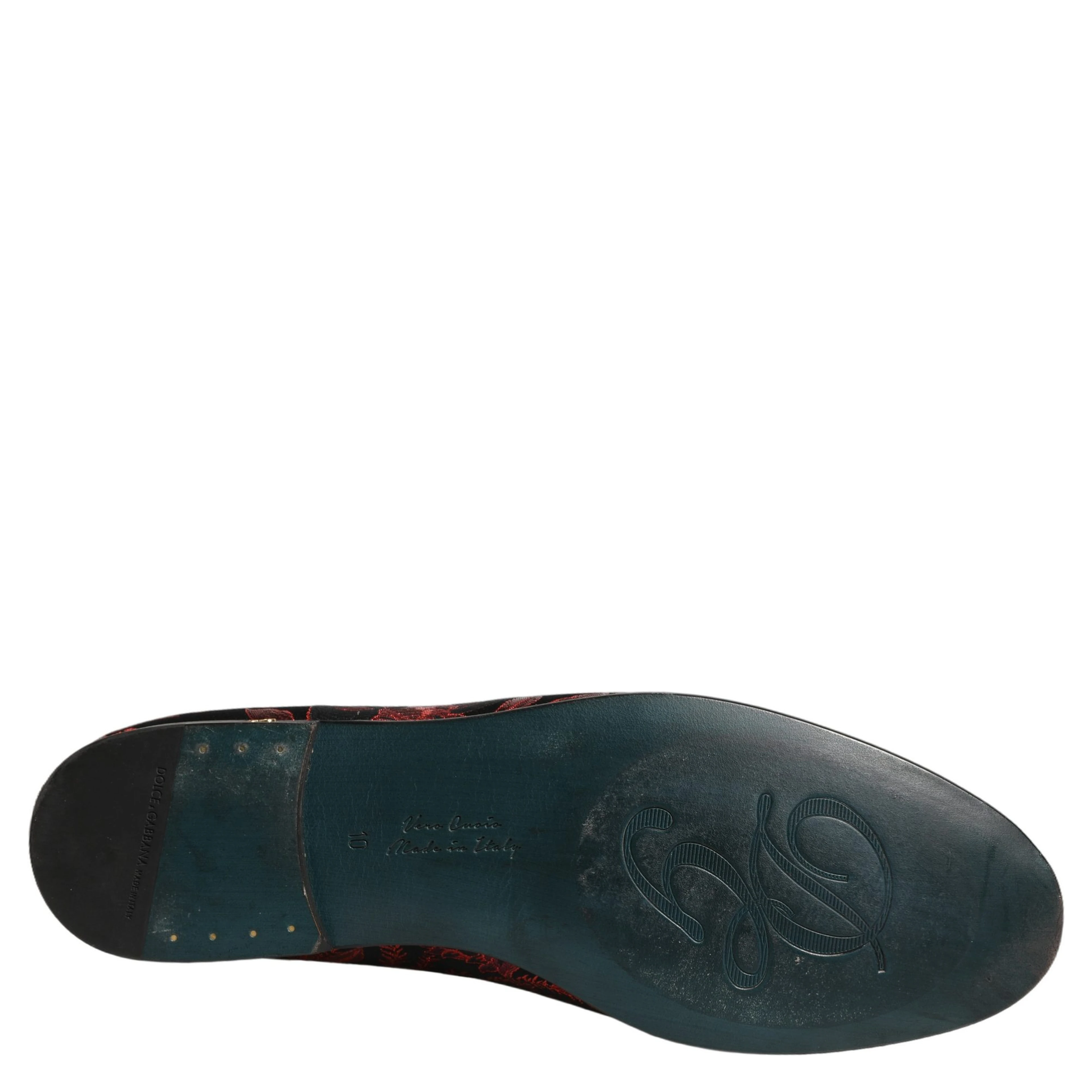 Red Floral Jacquard Slip On Loafers Shoes