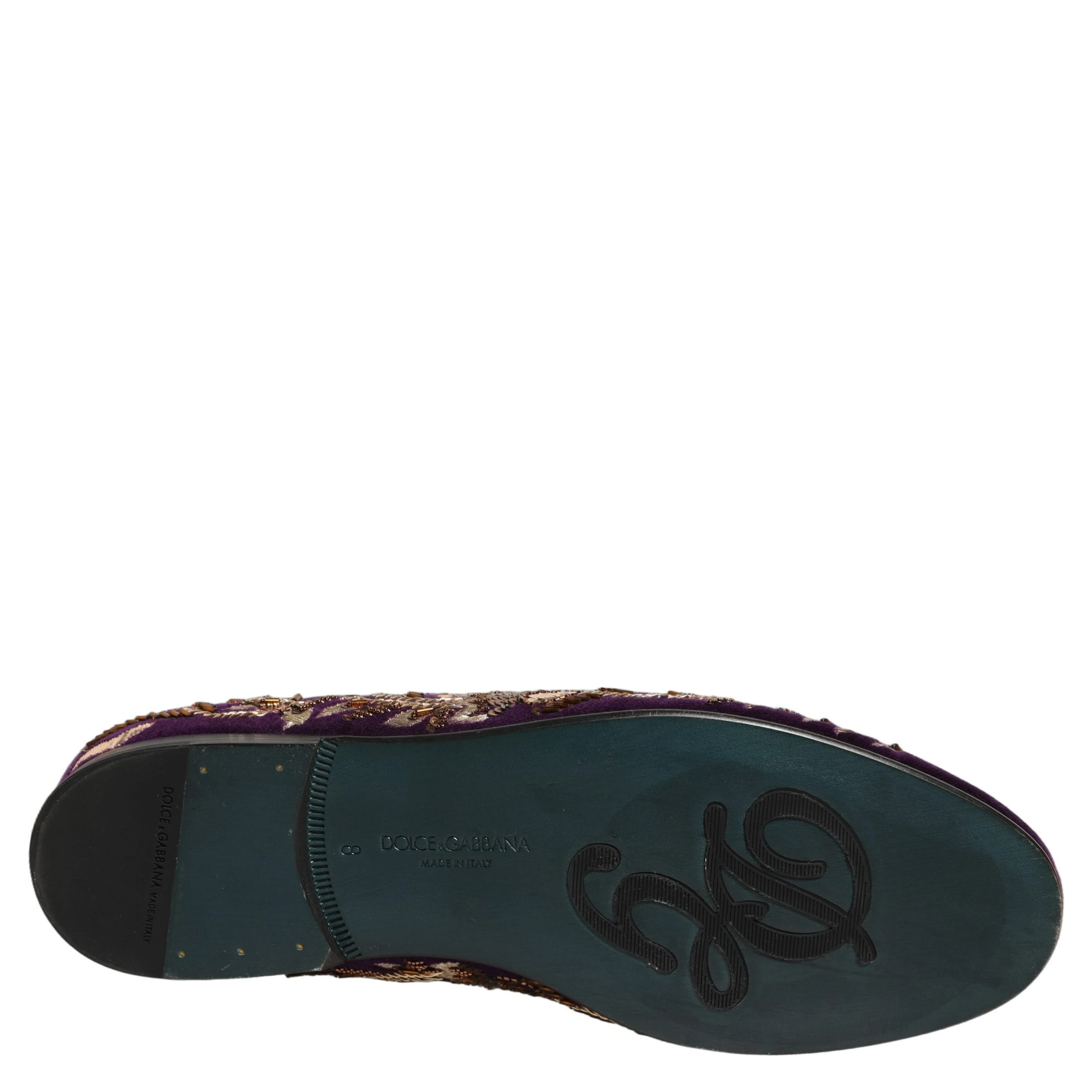 Violet Velvet Floral Embroidery Loafers Shoes