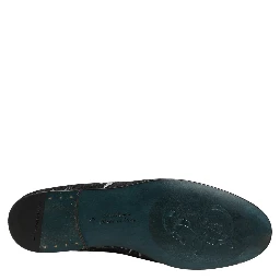 Black Leaf Embroidery Dress Men Loafers Shoes
