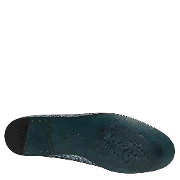 Blue Glitter Lurex DG Logo Dress Loafers Shoes