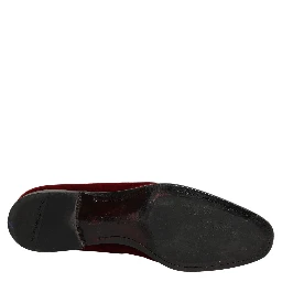Maroon Suede Cross Slip On Dress Loafers Shoes