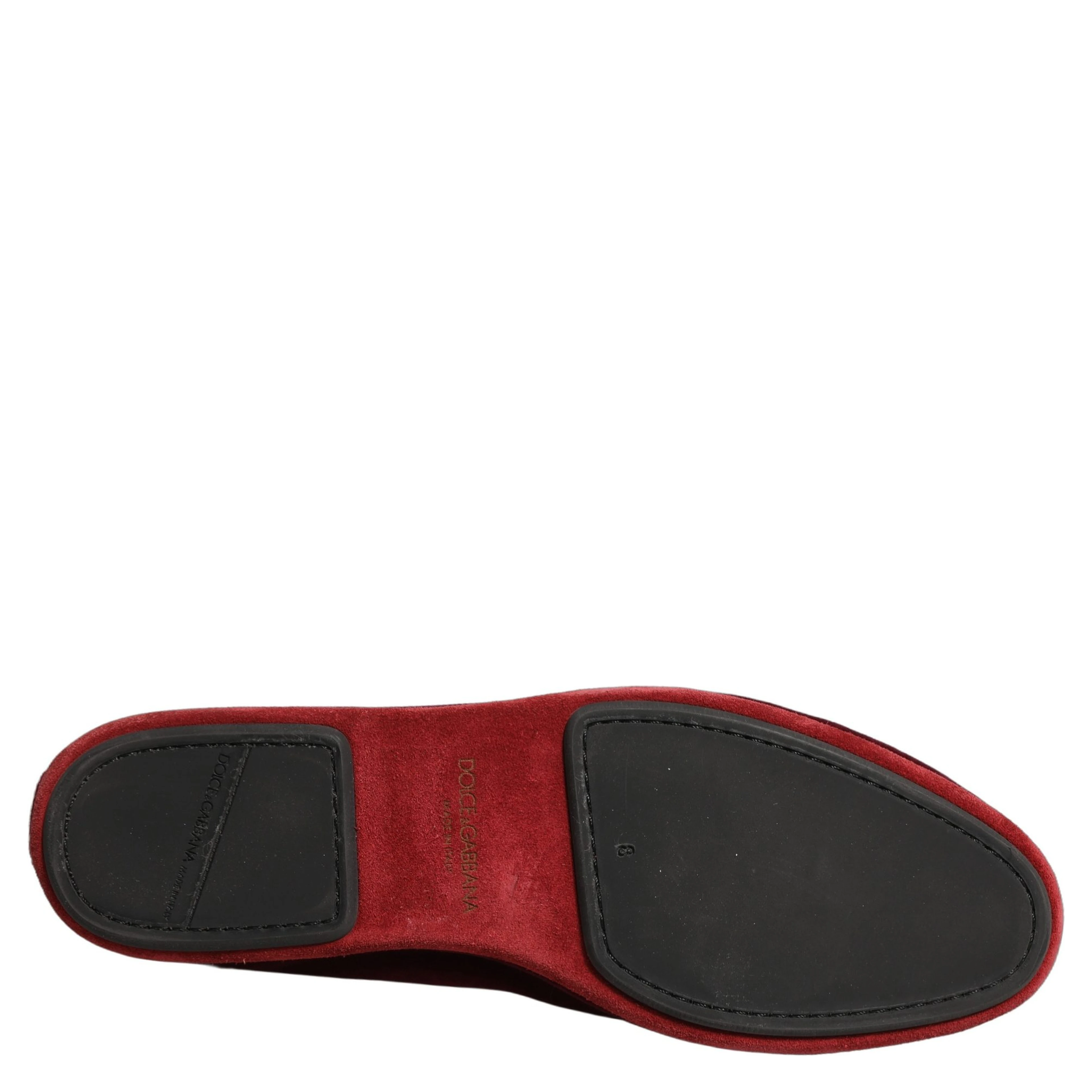 Red Suede Embellished Men Dress Loafers Shoes