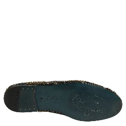 Black Gold Embellished Dress Loafers Shoes