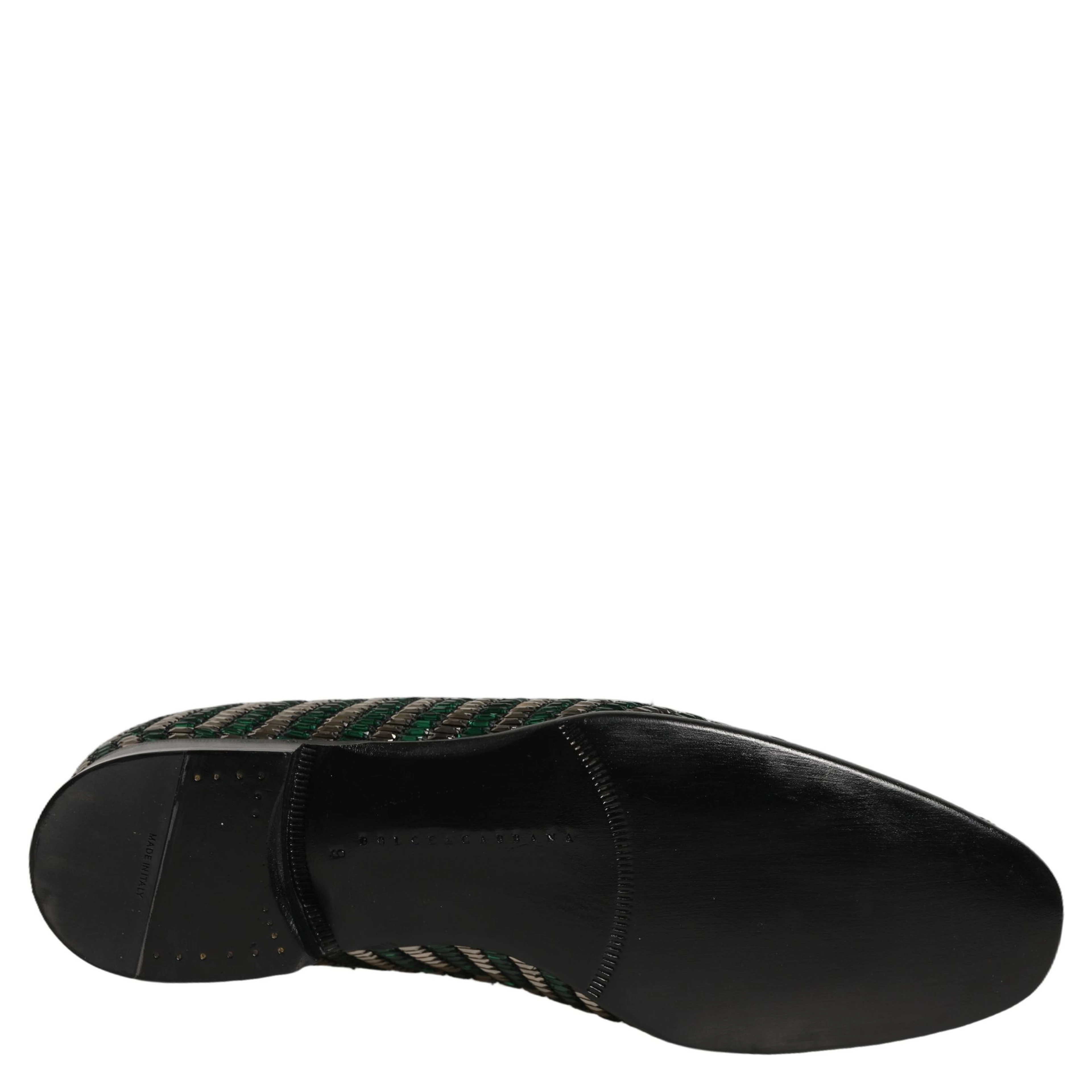 Silver Green Embellished Dress Loafers Shoes