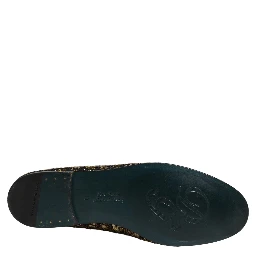 Black Gold Embellished Slip On Loafers Shoes