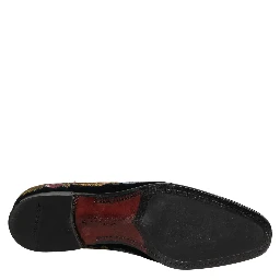 Black Velvet Floral Embroidery Loafers Shoes