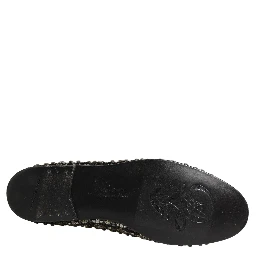 Black Crystal Embellished Dress Loafers Shoes