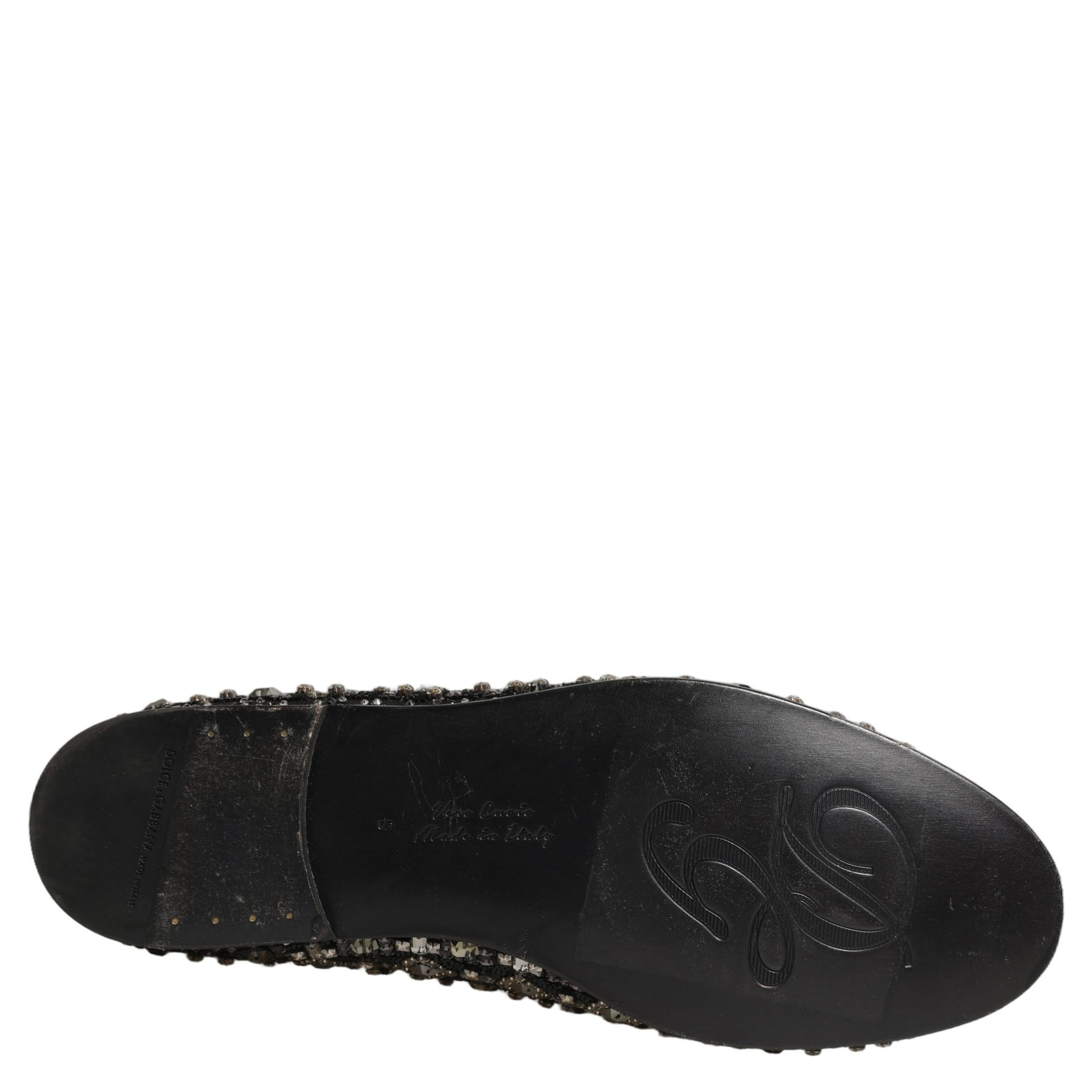 Black Crystal Embellished Dress Loafers Shoes