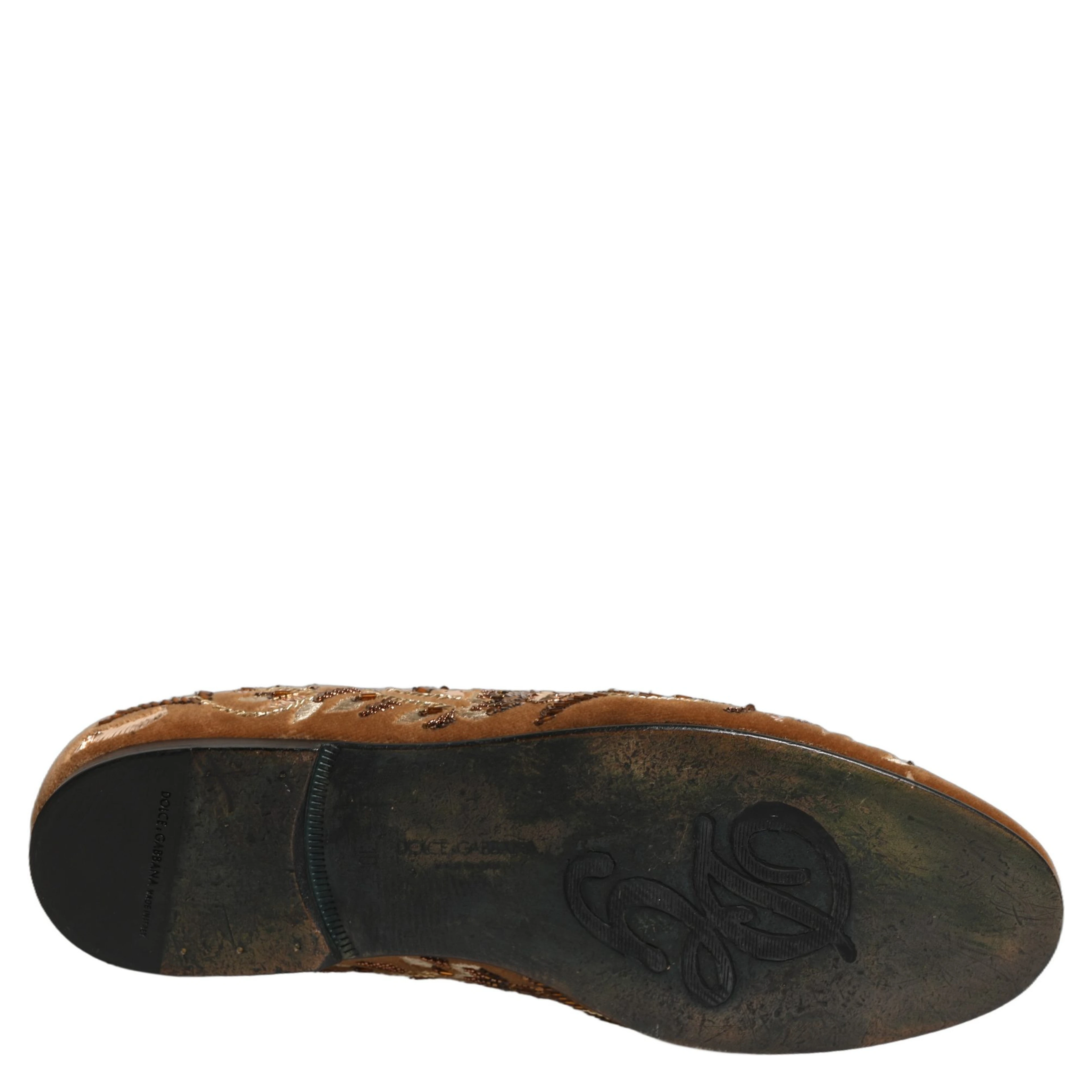 Brown Velvet Floral Embroidery Loafers Shoes