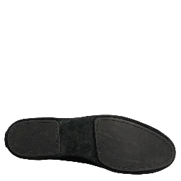 Black Suede Embellished Dress Loafers Shoes
