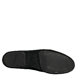 Black Velvet Crown Embroidery Loafers Shoes