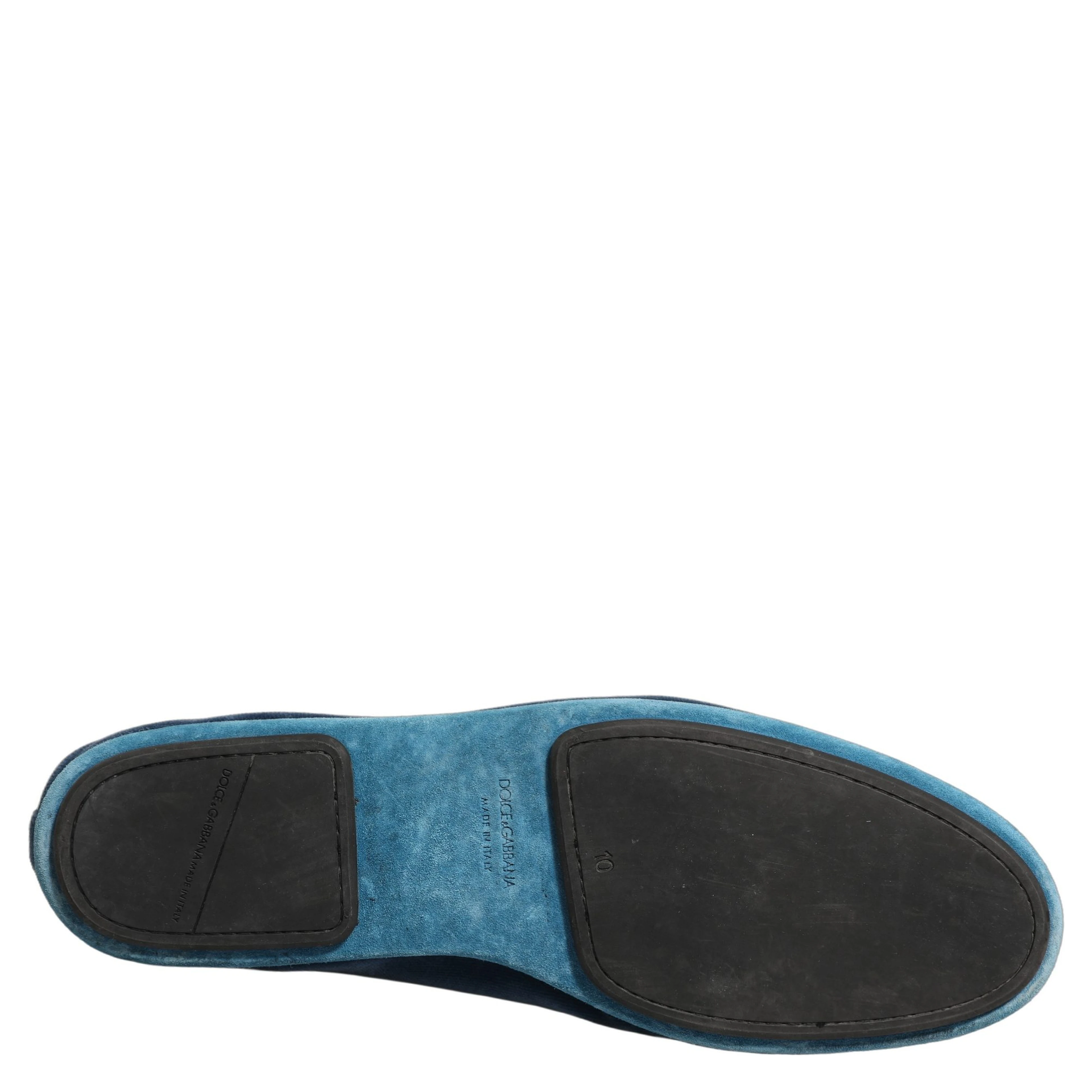 Blue Velvet Crown Embroidery Loafers Shoes