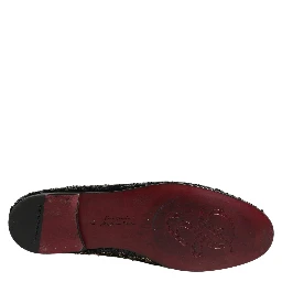Black Gold Embellished Dress Loafers Shoes