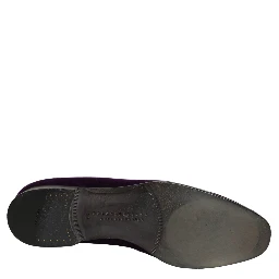 Violet Velvet Rhinestone Sequin Loafers Shoes