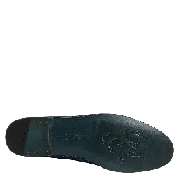 Blue Glitter Lurex DG Logo Dress Loafers Shoes