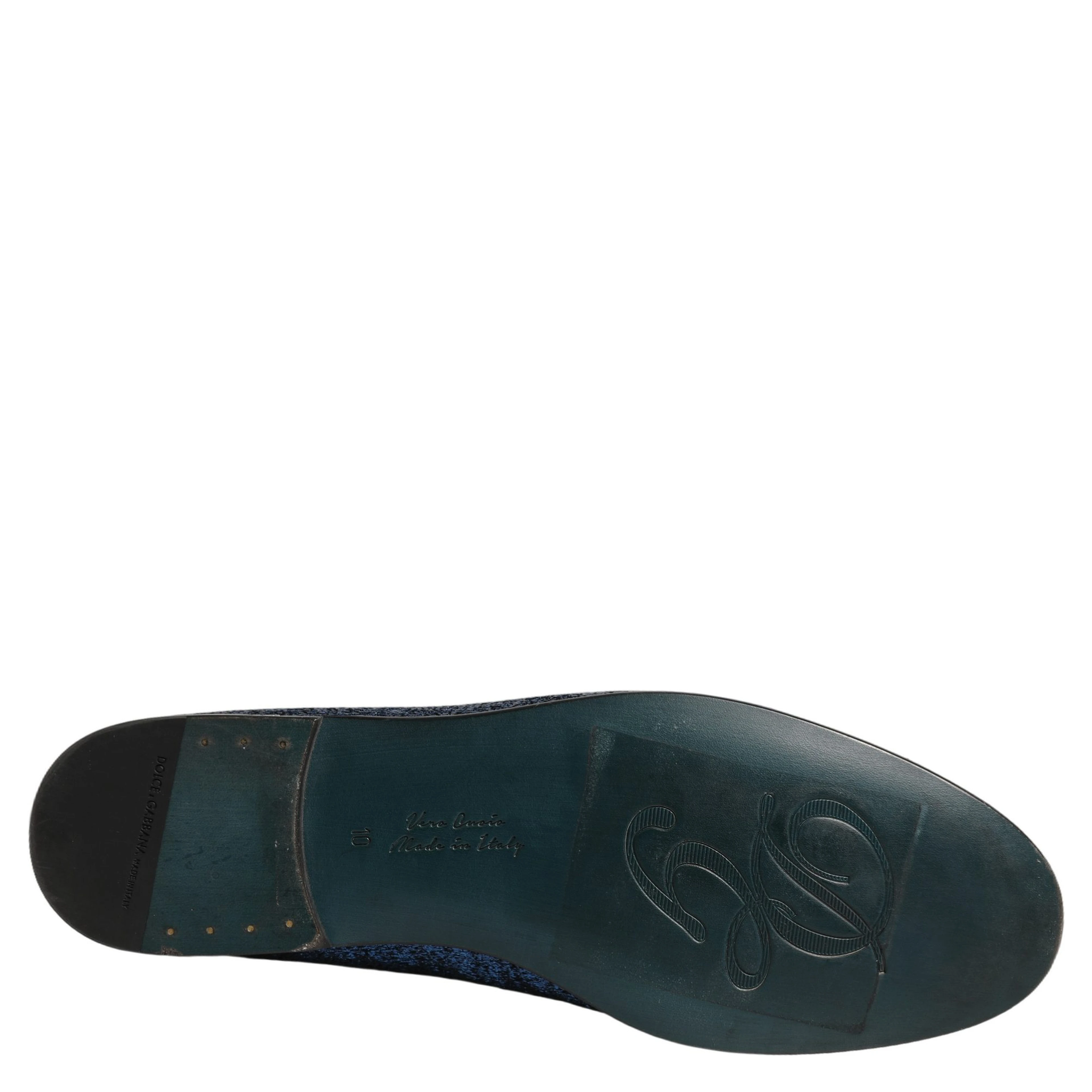 Blue Glitter Lurex DG Logo Dress Loafers Shoes