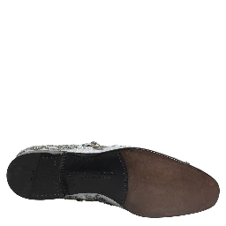 White Floral Embellished Men Loafers  Shoes
