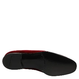 Maroon Sequin Gemstone Dress Loafers Shoes