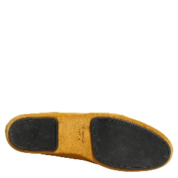 Yellow Velvet Crown Embroidery Loafers Shoes
