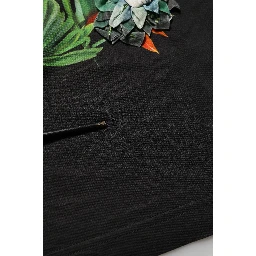 Black Tropical Jungle Round Neck T-shirt