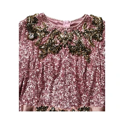 Pink Embellished Sequined Evening Gown Dress