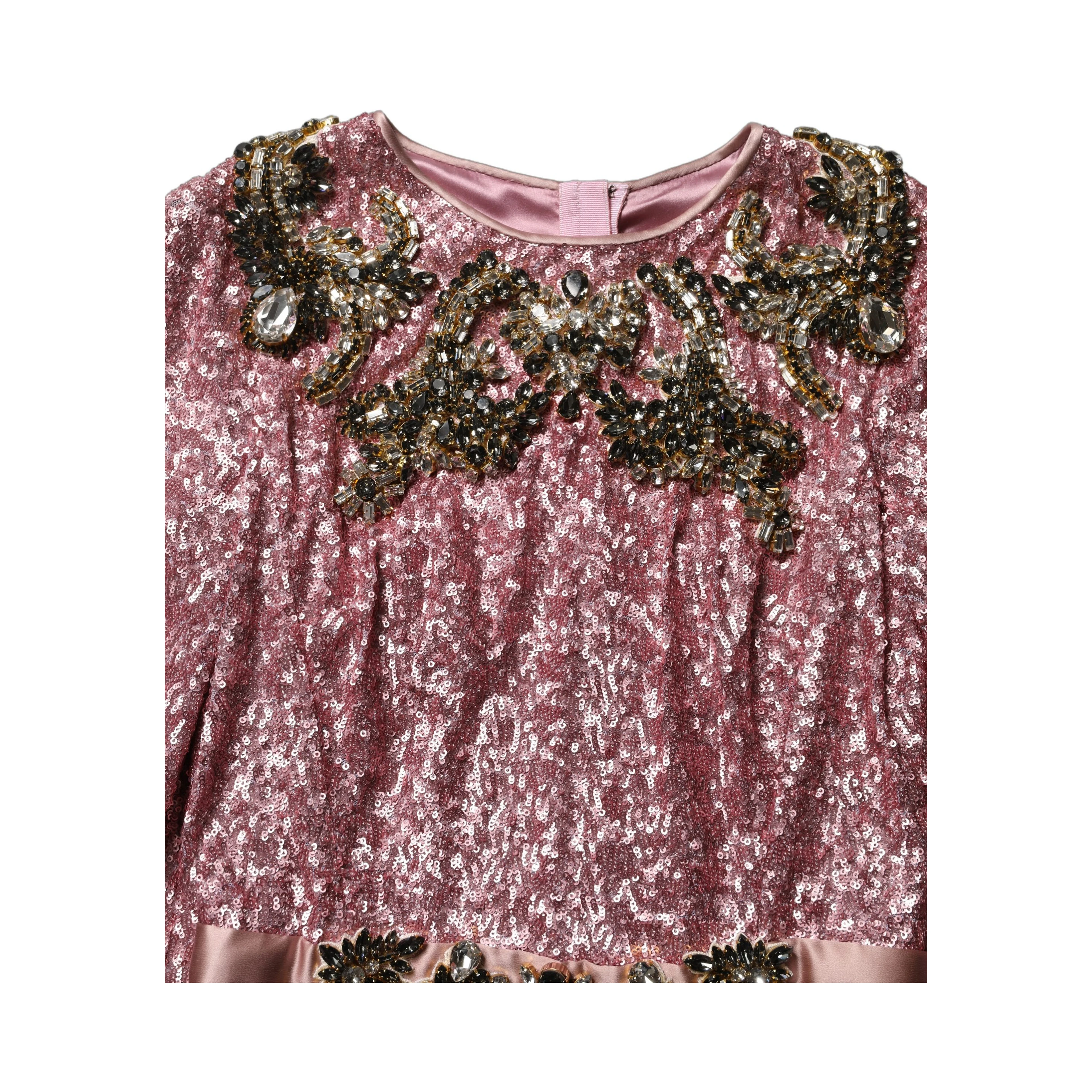 Pink Embellished Sequined Evening Gown Dress