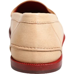 Beige Tassel Leather Men Slip On Loafers Shoes