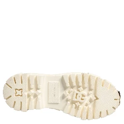 White Leather Rubber Logo Ankle Boots Shoes