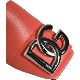 Orange DG Logo Leather Flats Sandals Shoes