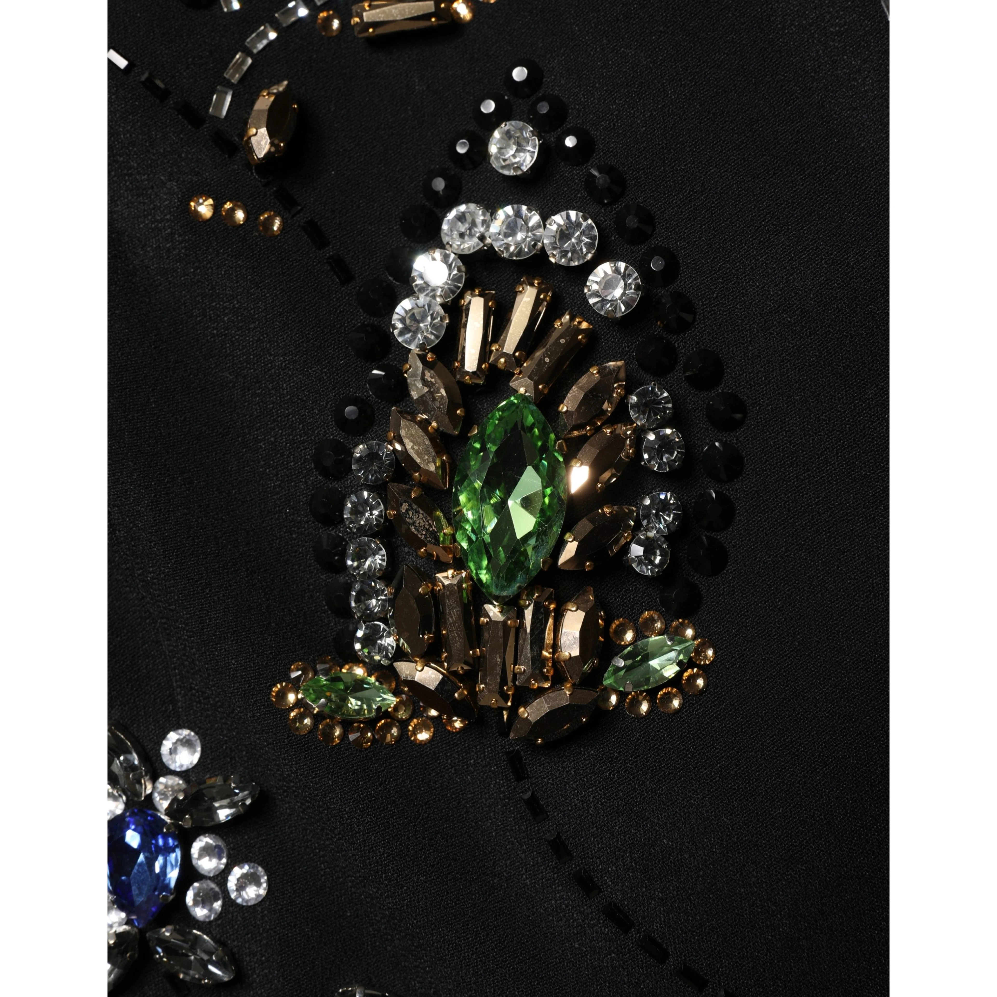 Black Sleeveless Floral Bead Embellishments Dress
