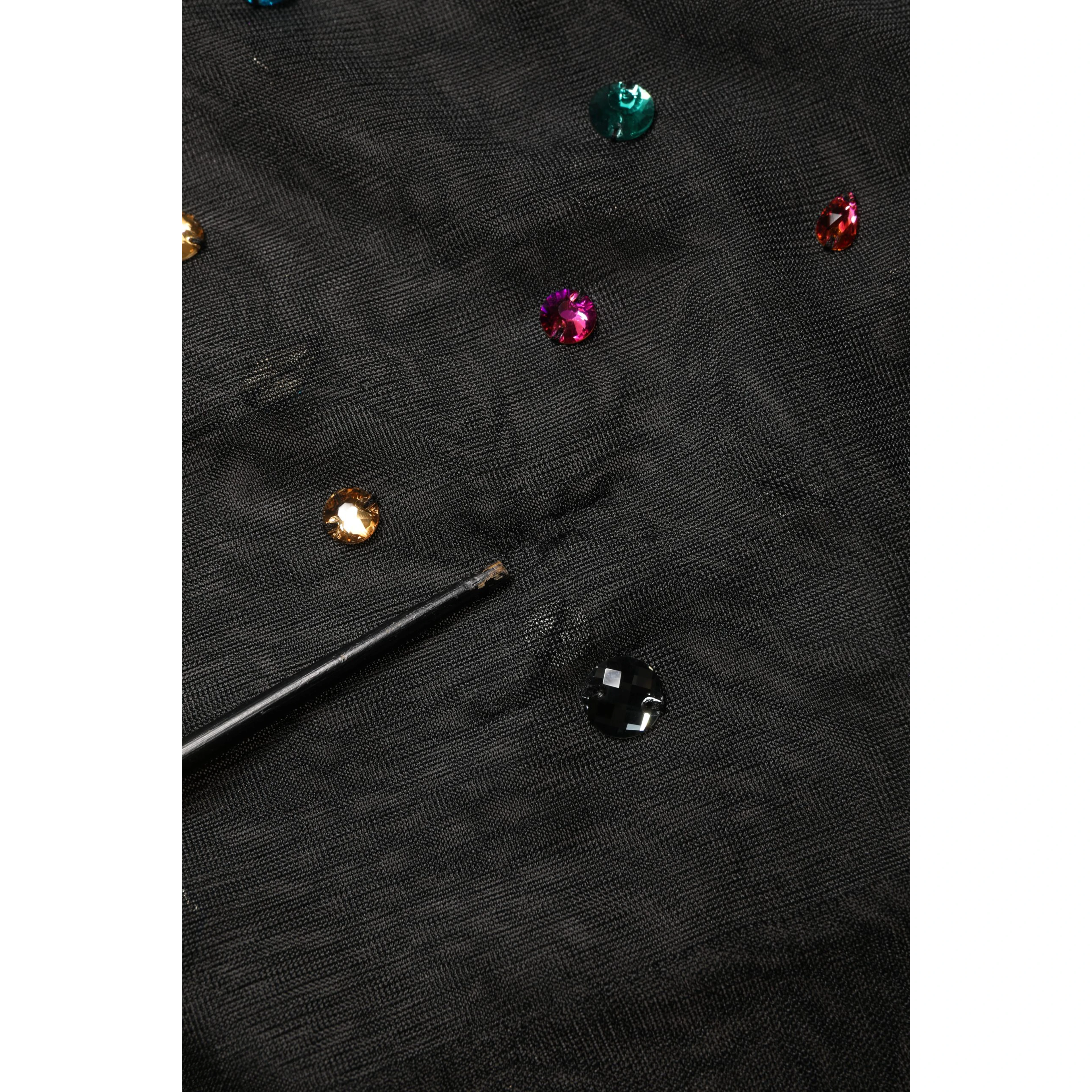 Black Crystal Embellished TurtleNeck Sweater