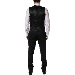Black Wool 2 Buttons Formal 3 Piece Men Suit