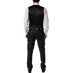 Black Wool Slim Fit Formal 3 Piece Men Suit