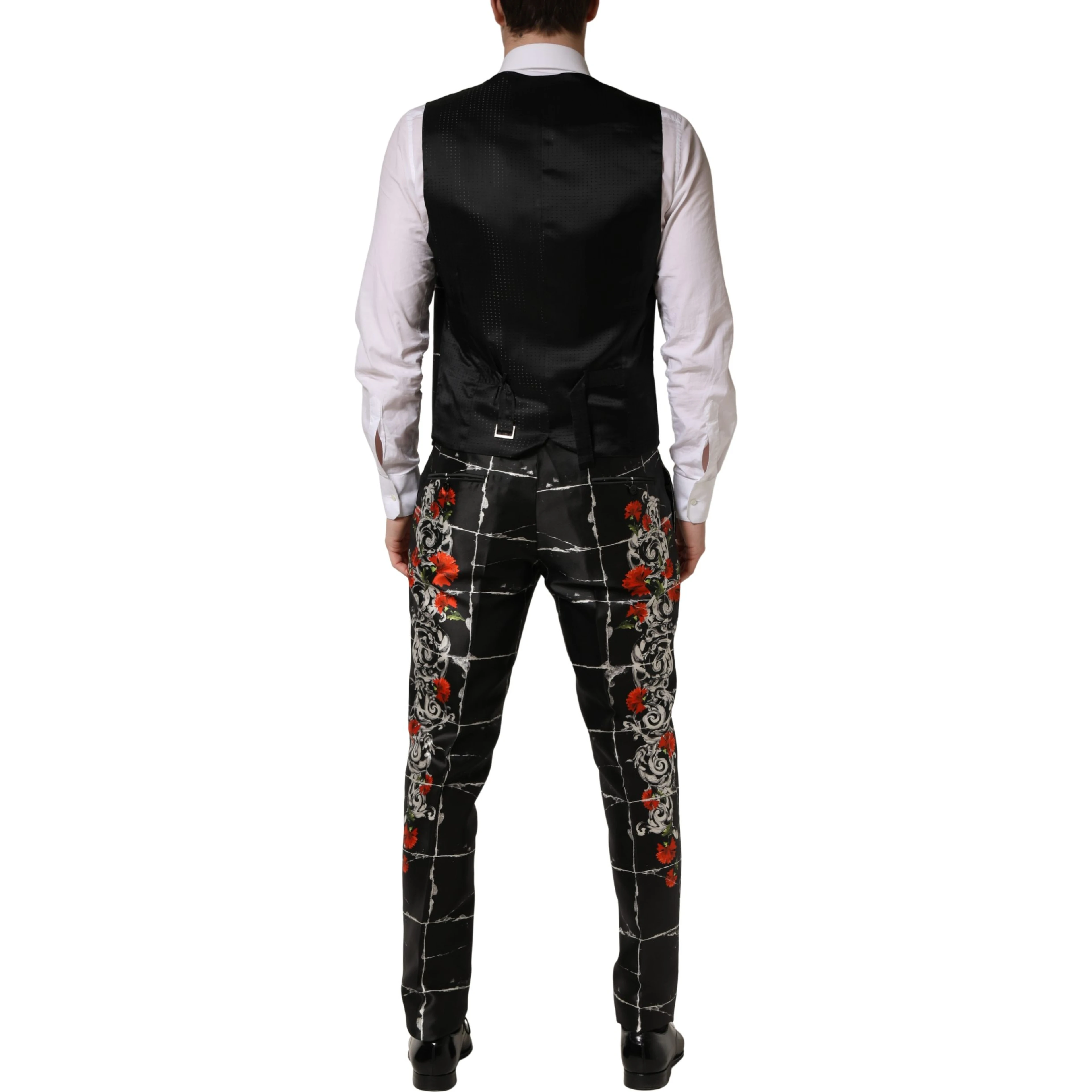 Black Floral 2 Buttons Formal 3 Piece Suit