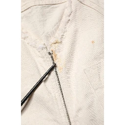 Off White Cotton FullZip Denim Blouson Jacket