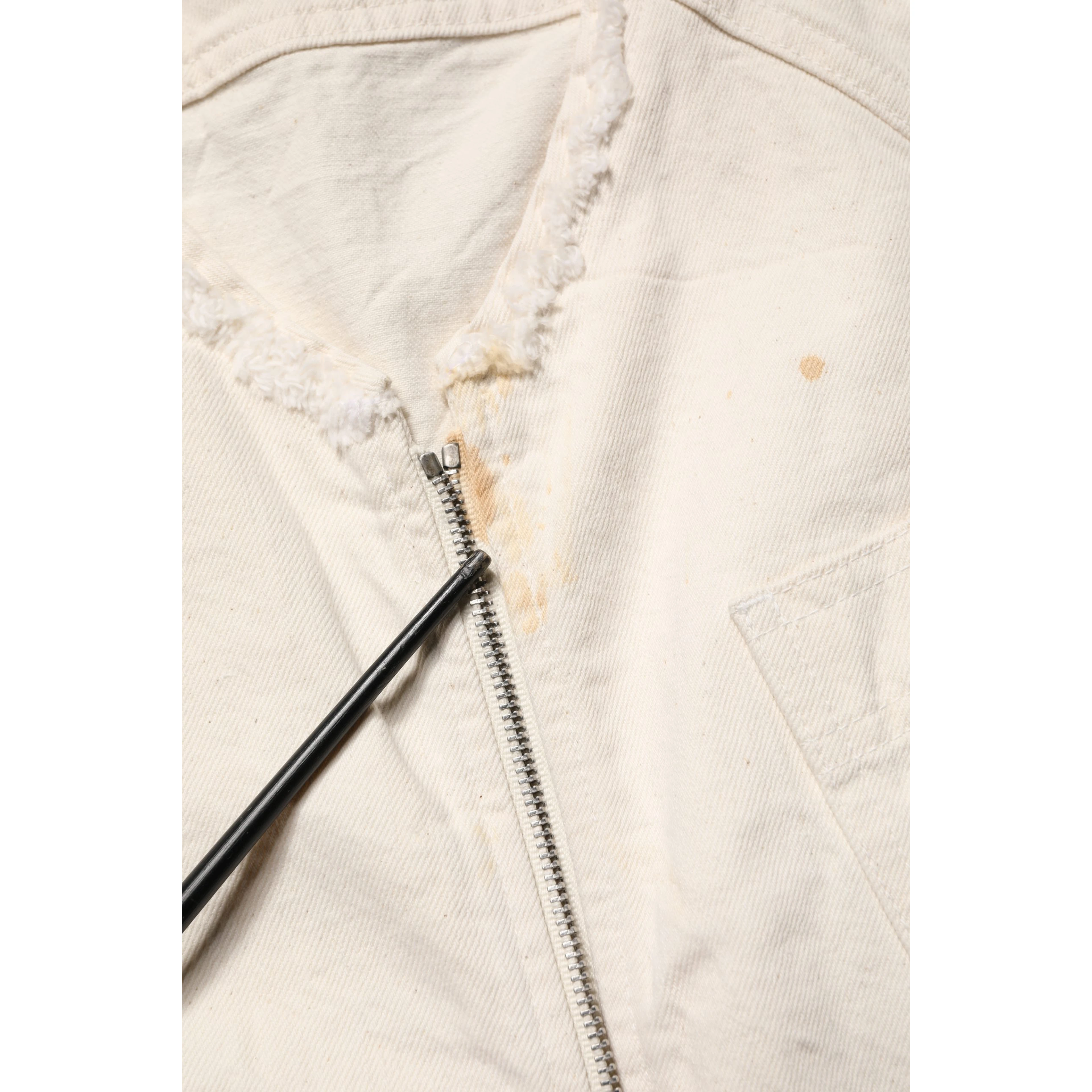 Off White Cotton FullZip Denim Blouson Jacket