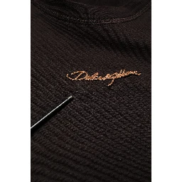 Brown Logo Embroidered Men Crew Neck T-shirt