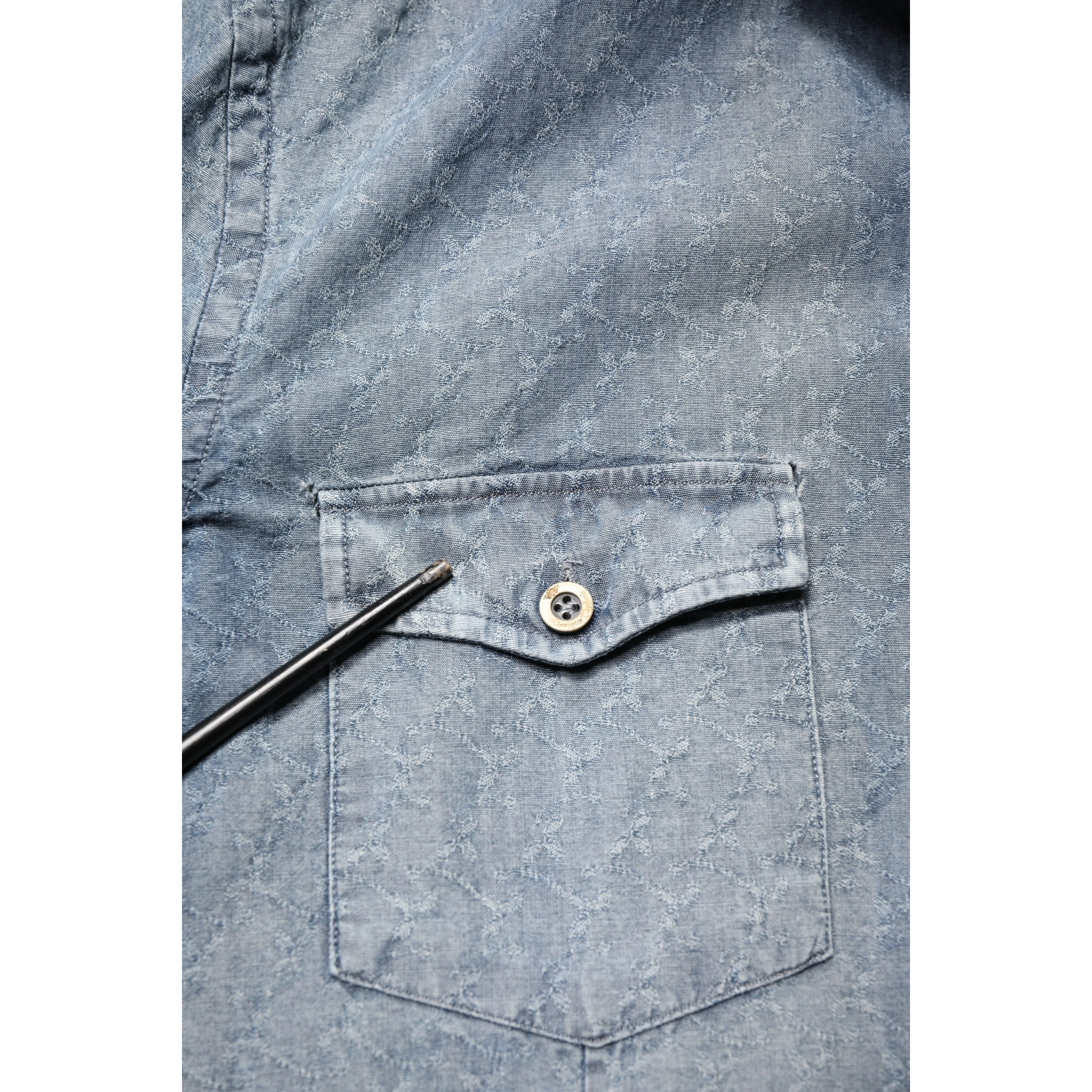 DarkBlue Long Sleeve Collared Denim Shirt