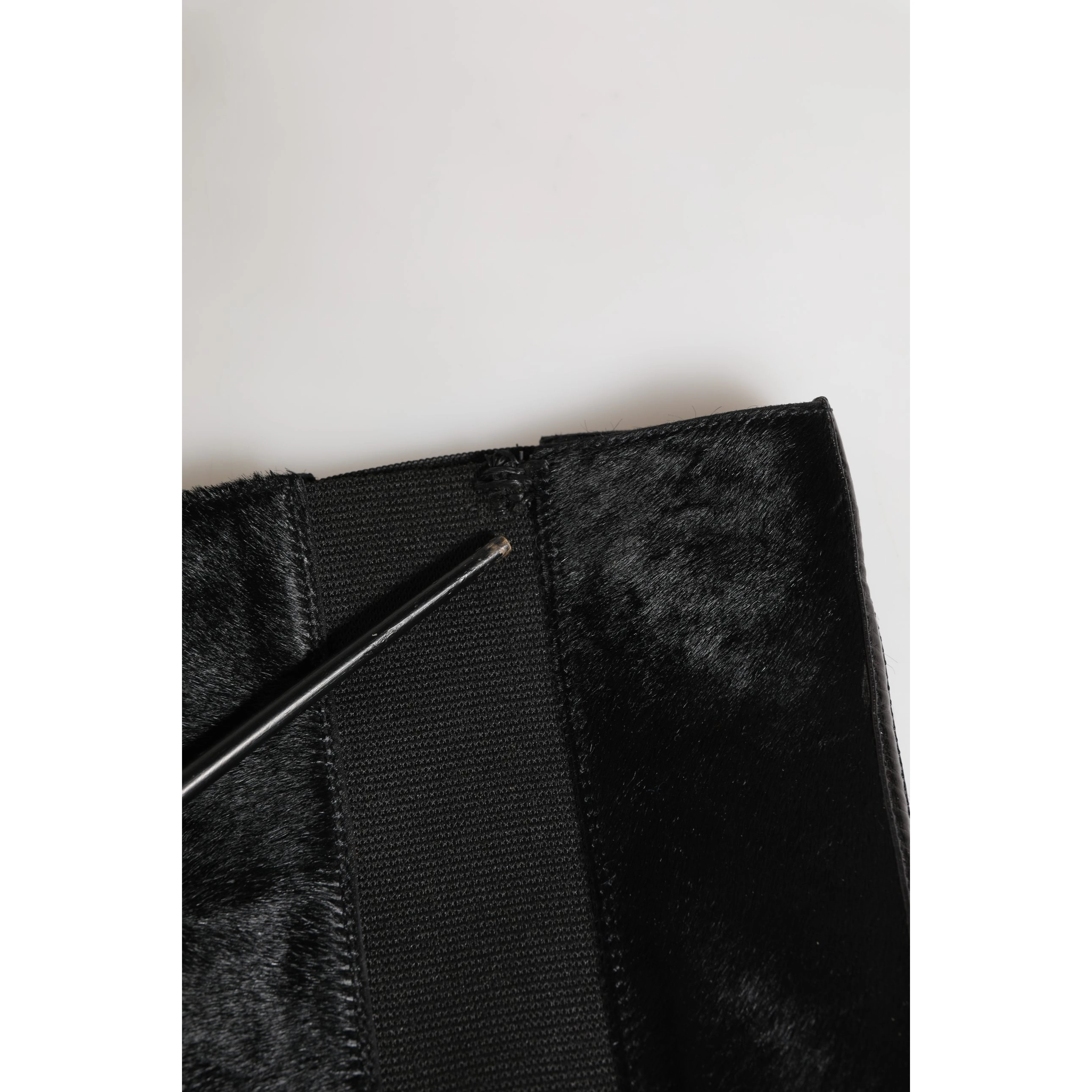 Black Suede Leather Knee High Boots Shoes