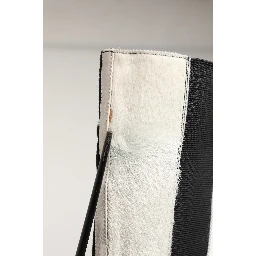 White Black Leather Knee High Boots Shoes