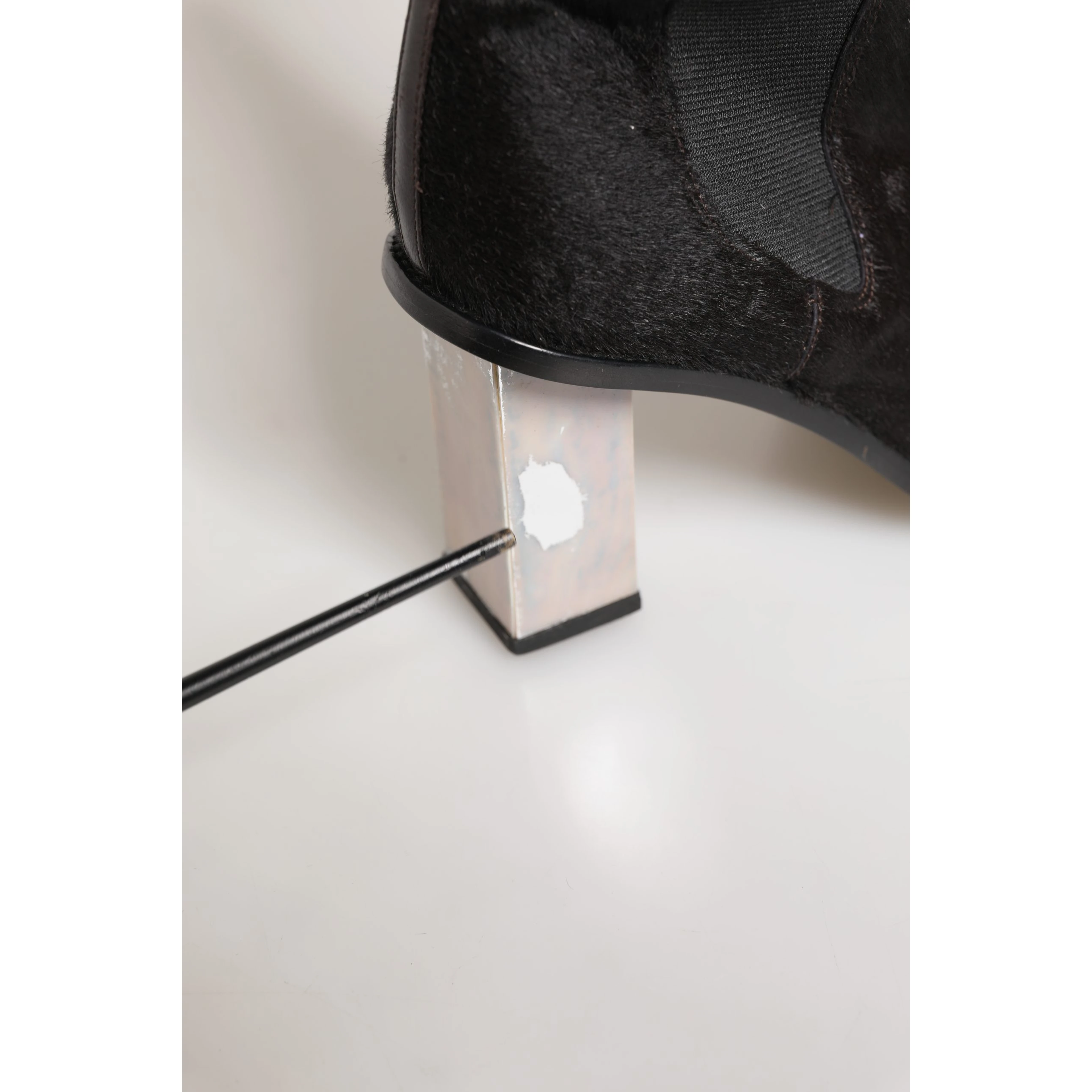 Black Suede Leather Knee High Boots Shoes