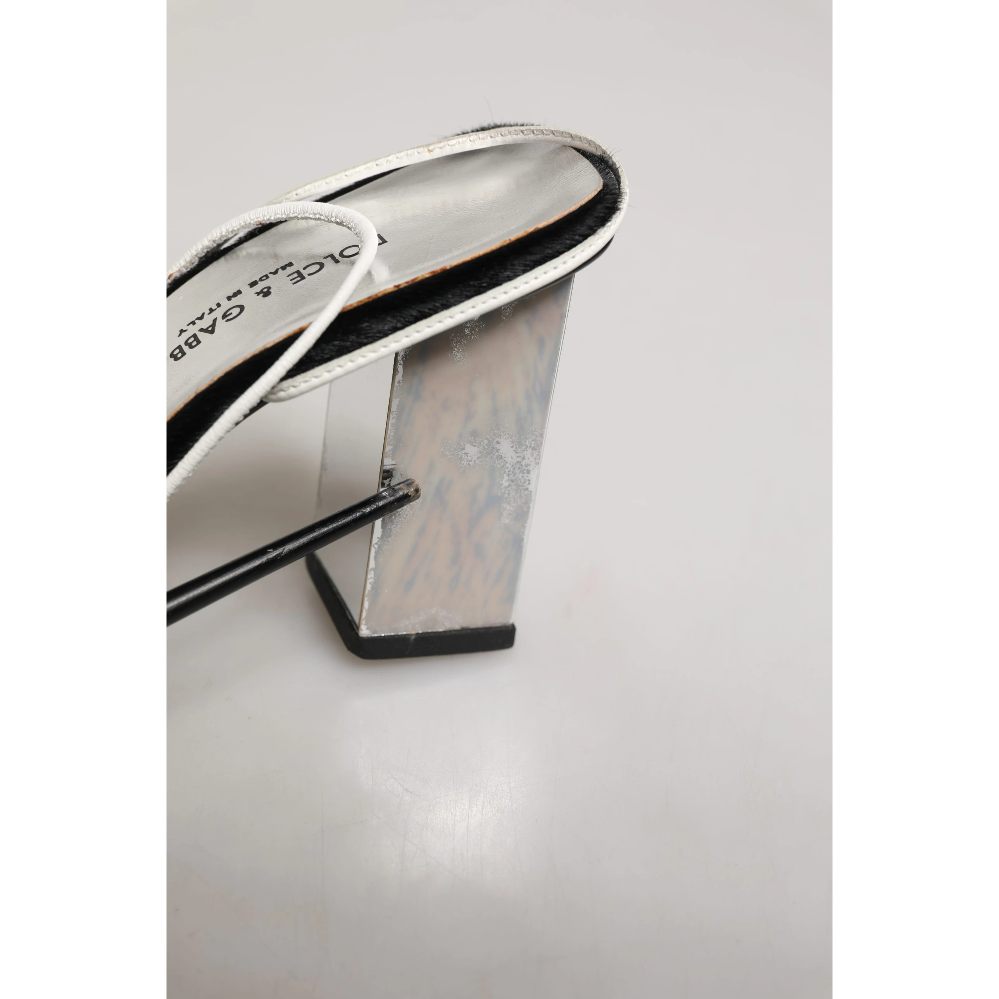 Silver Black Leather Block Heels Sandals Shoes