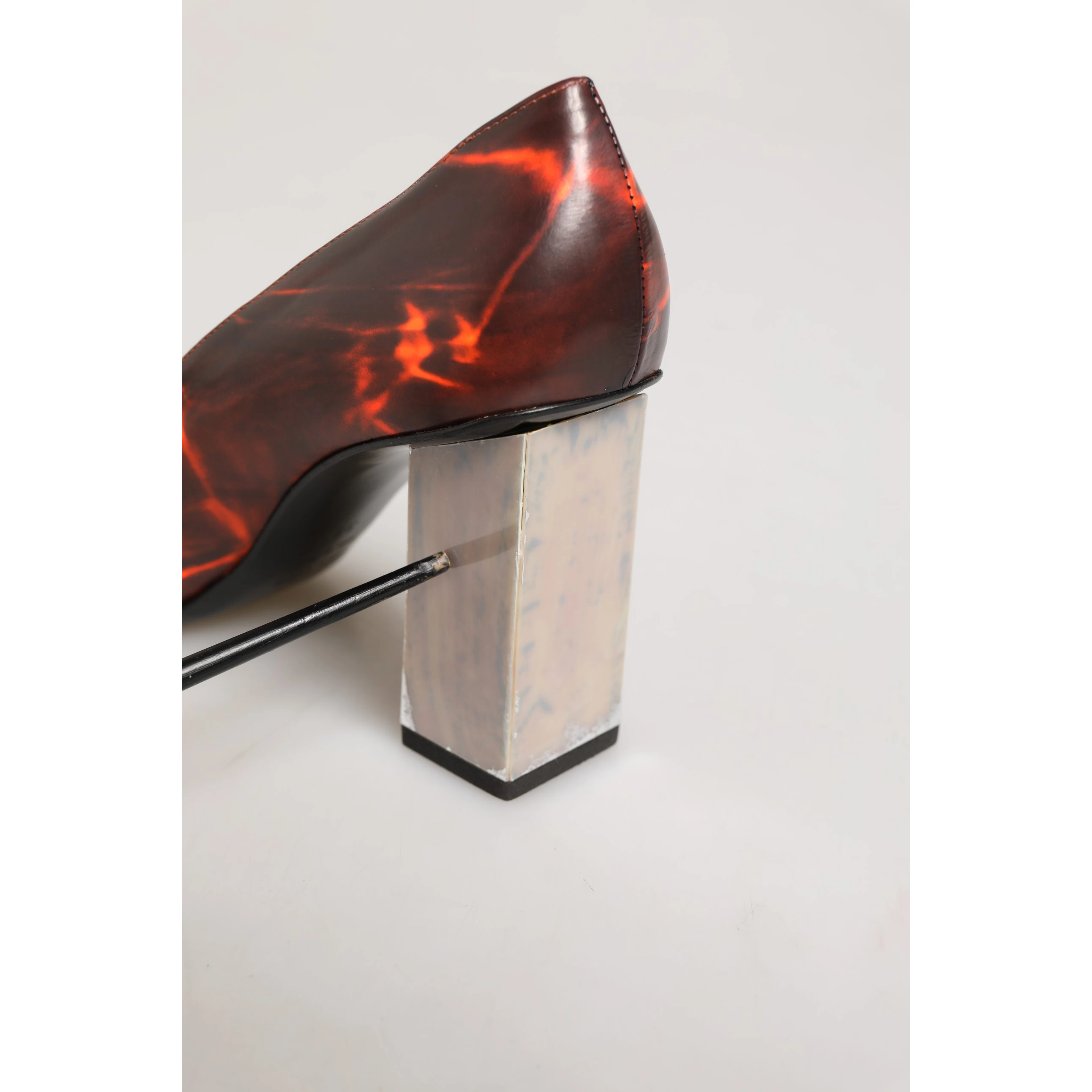 Multicolor Leather Square Toe Pumps Shoes