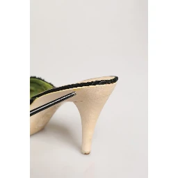 Black Fabric Fur Mule Wood Platform Heel Shoes
