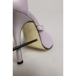 Purple Leather Open Toe Heels Pumps Shoes