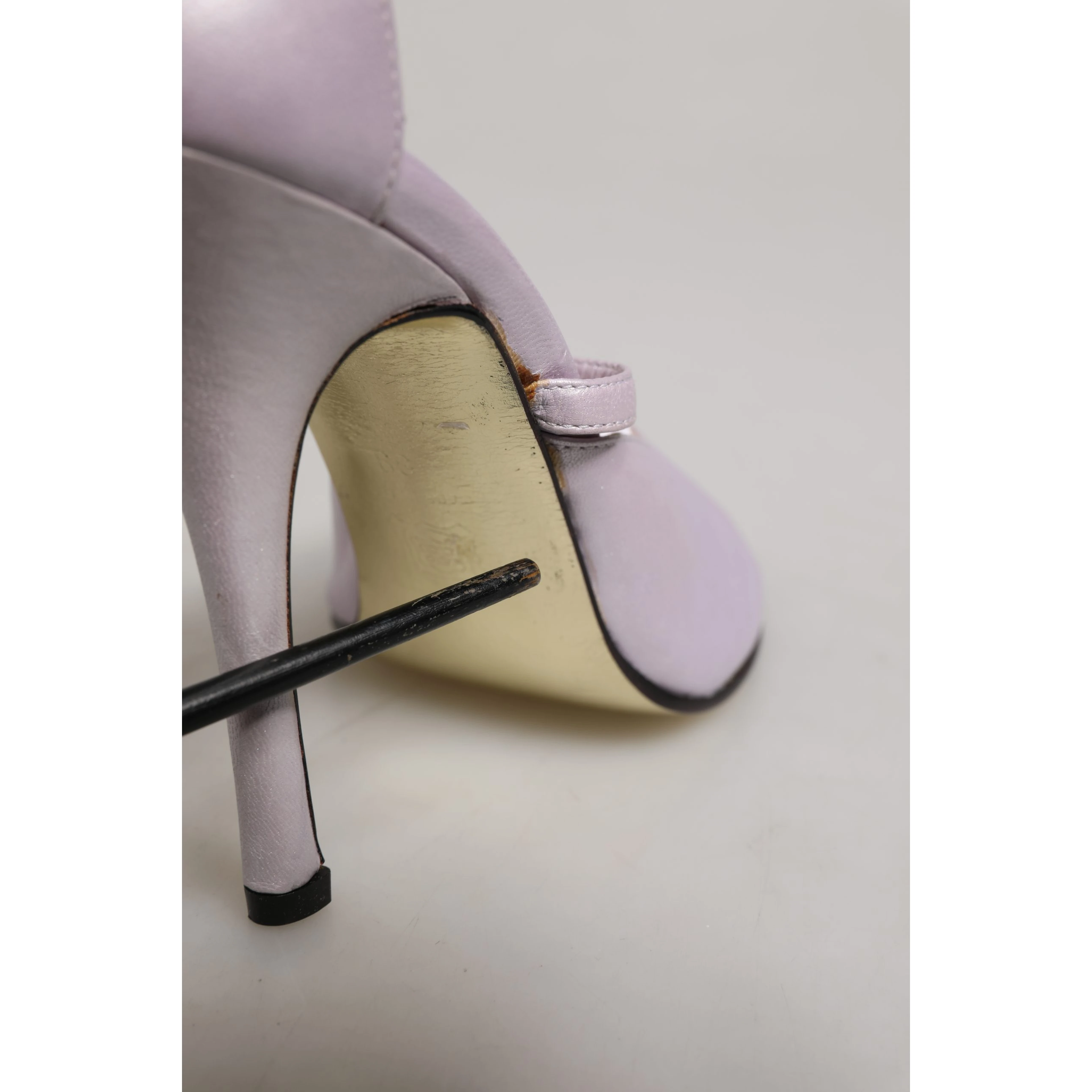 Purple Leather Open Toe Heels Pumps Shoes