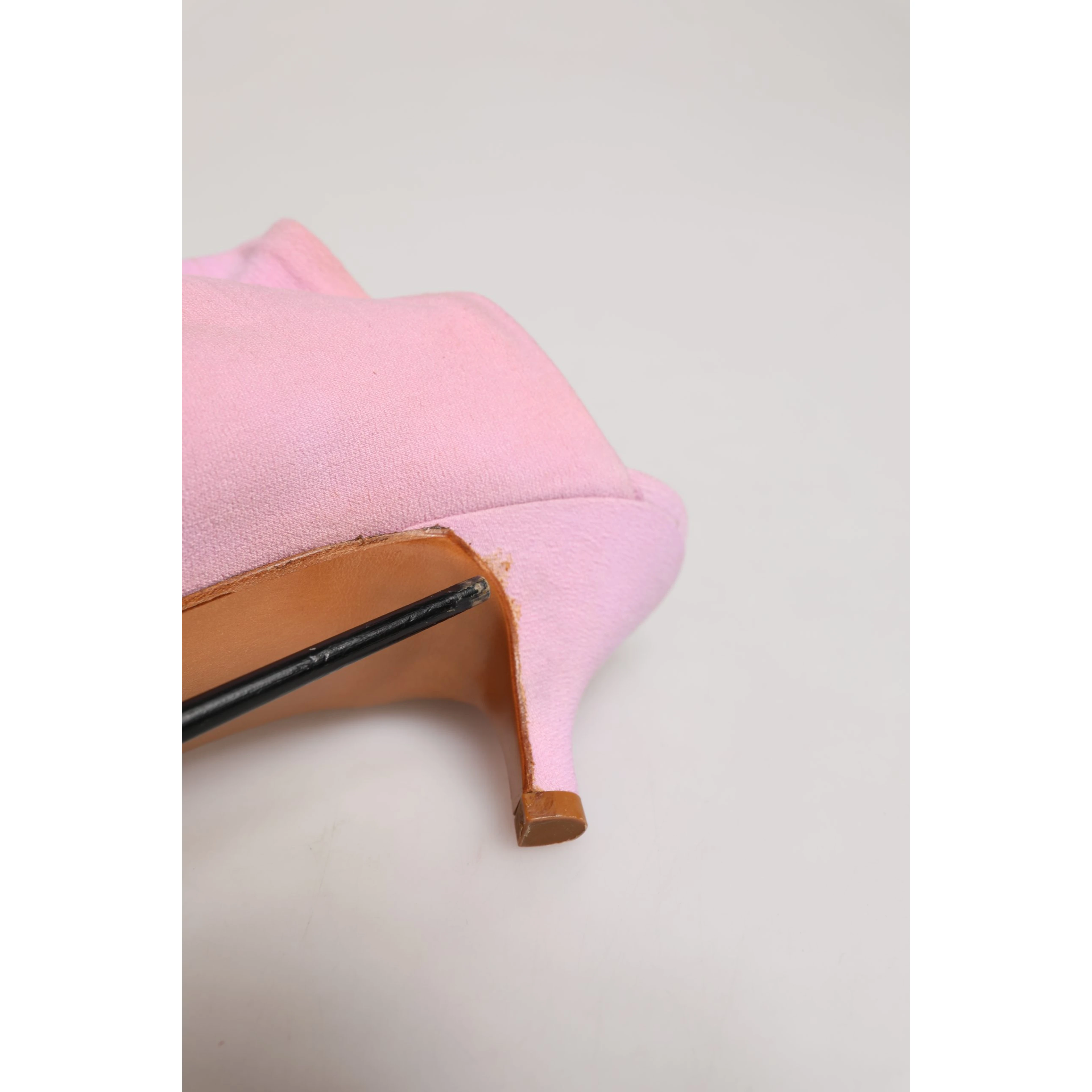 Pink Suede Heel Mule Shoes