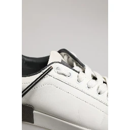 White Black Portofino Leather Sneakers Shoes